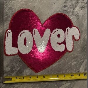 Lover (Taylor Swift) Pink Sequin Heart Patch 10 in x 10 in